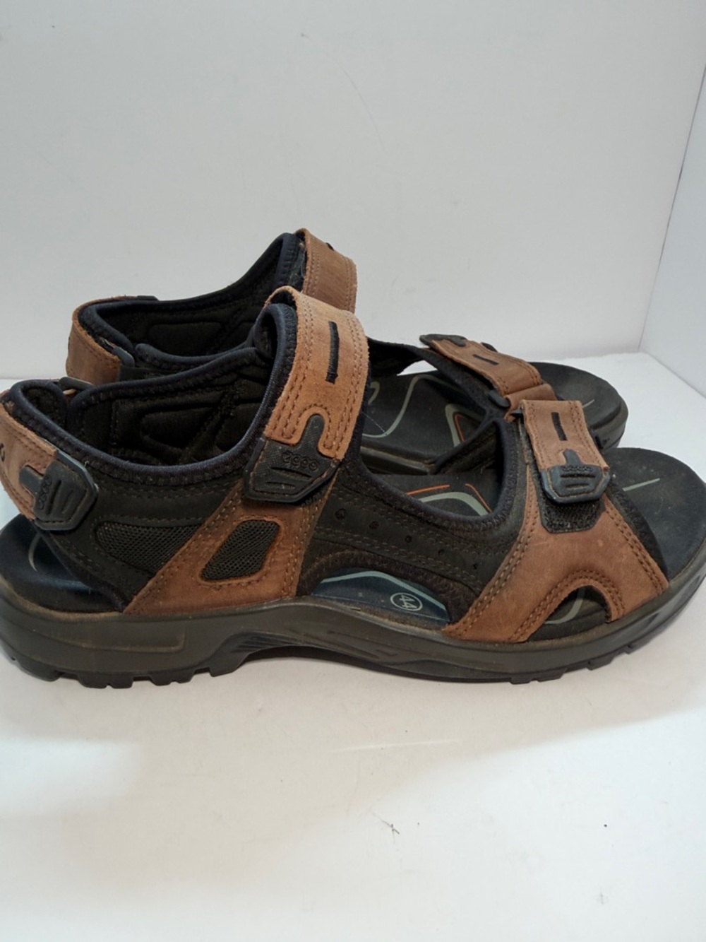 Ecco Brown and Black Men's Adjustable Strap Comfort Sandals - Picture 4 of 7